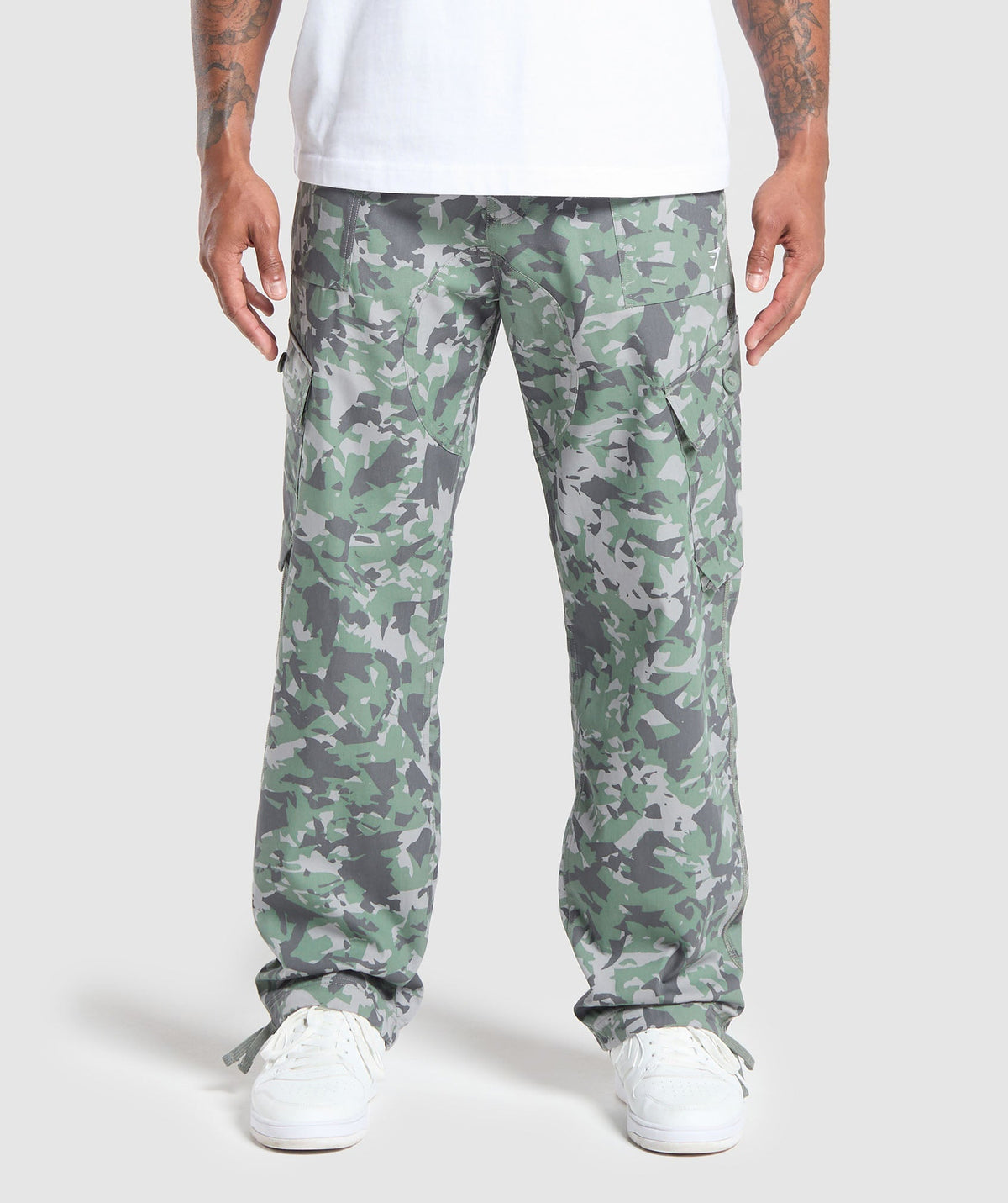 Camo Print Woven Cargo Pants - Unit Green