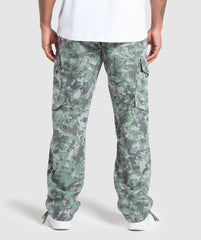 Camo Print Woven Cargo Pants - Unit Green