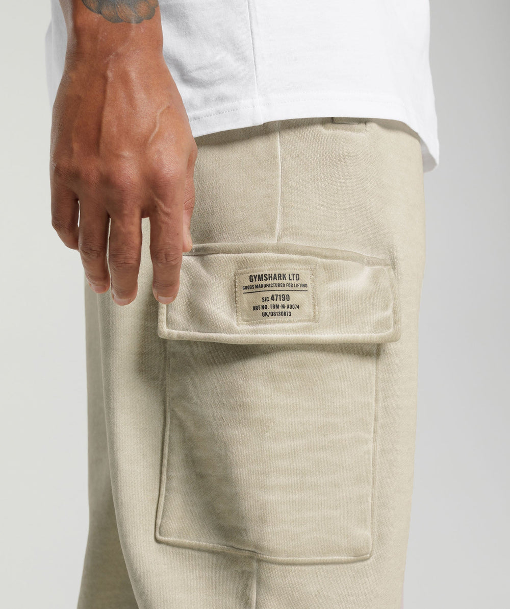 Heavyweight Washed Cargo Joggers - Pebble Grey