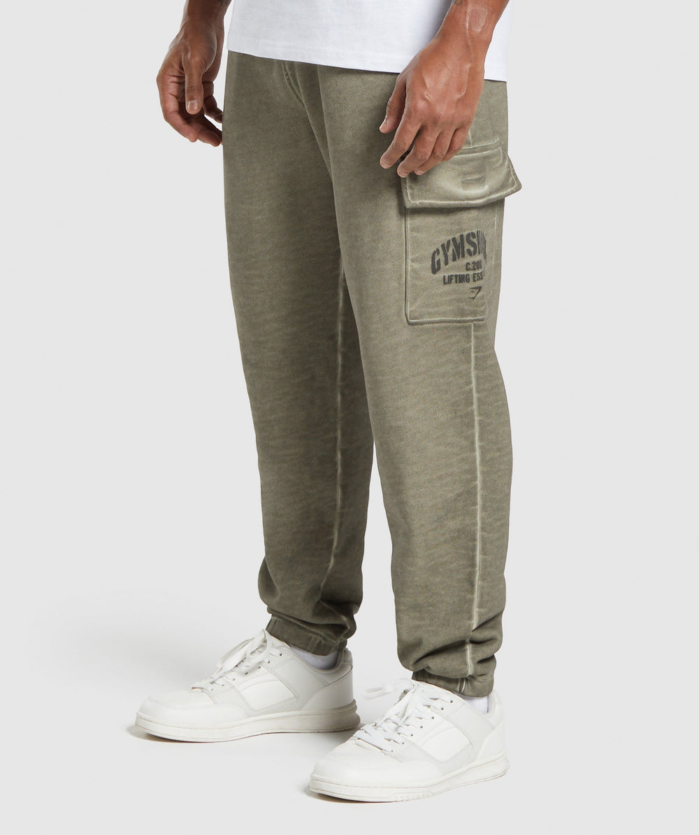 Heavyweight Washed Cargo Joggers - Utility Green