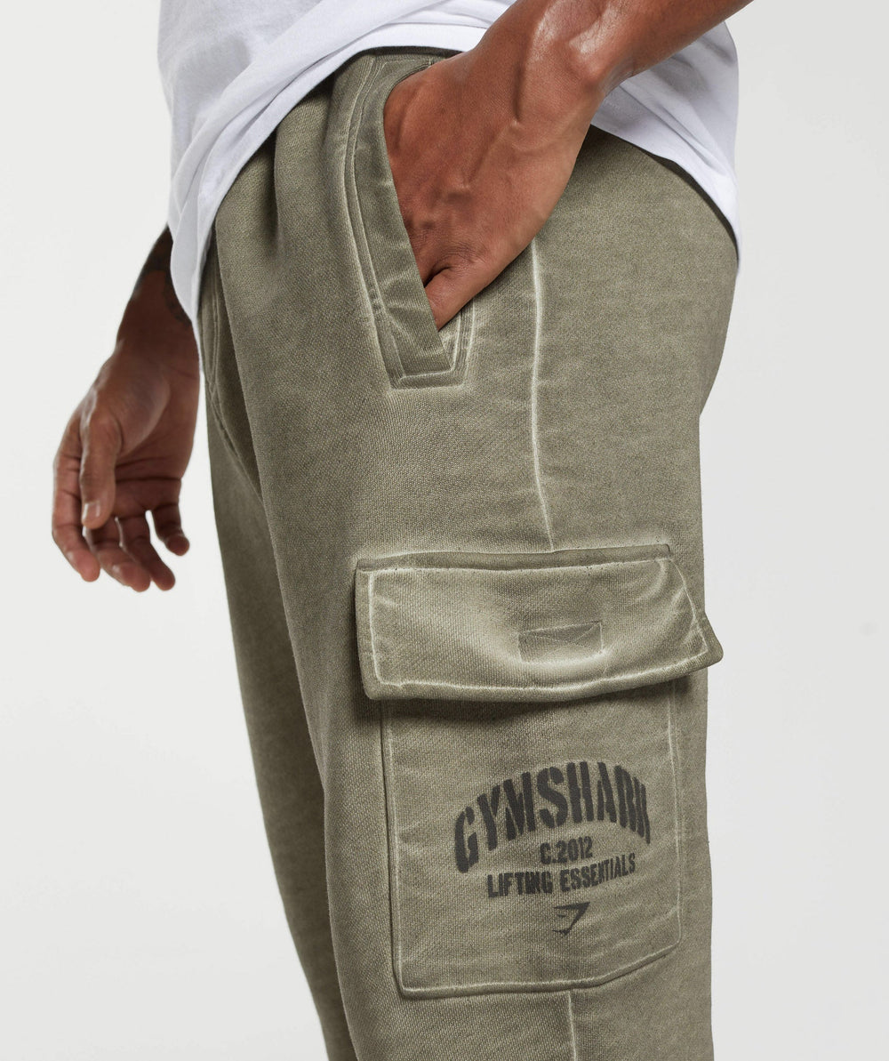 Heavyweight Washed Cargo Joggers - Utility Green