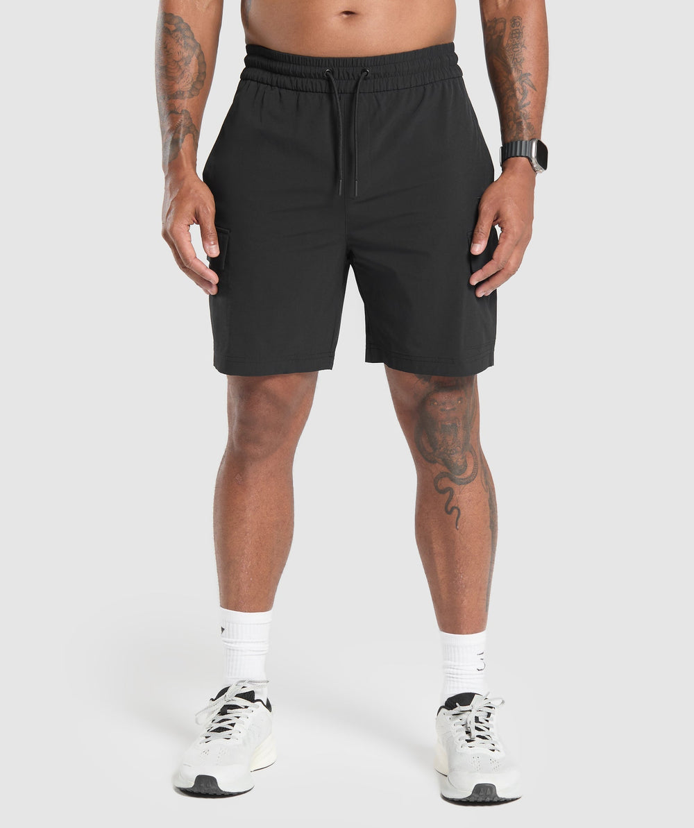 Stretch Woven Cargo Shorts - Black