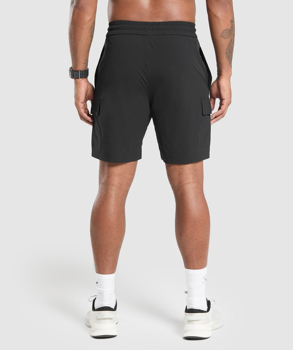 Stretch Woven Cargo Shorts - Black