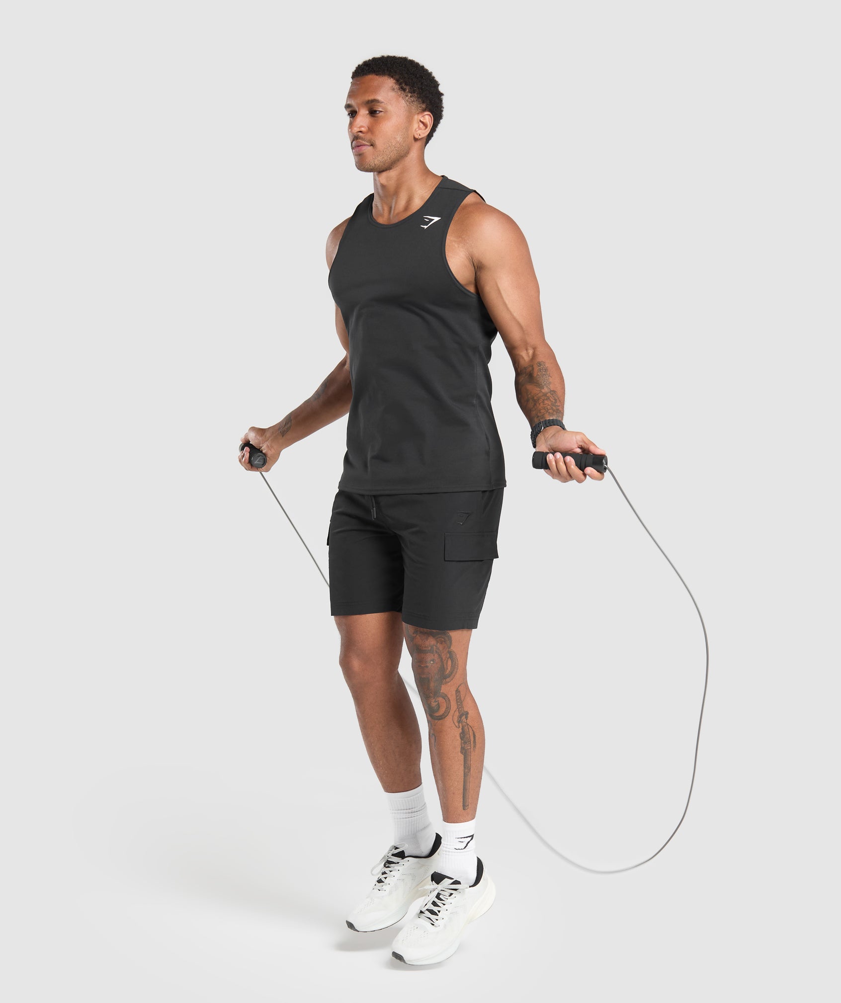 Stretch Woven Cargo Shorts - Black