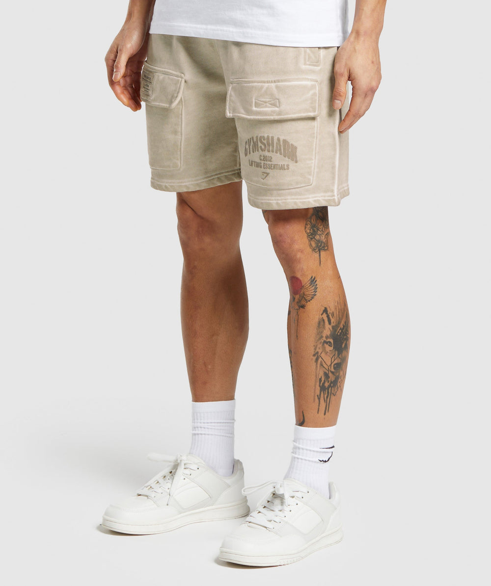 Heavyweight Washed Cargo Shorts - Pebble Grey