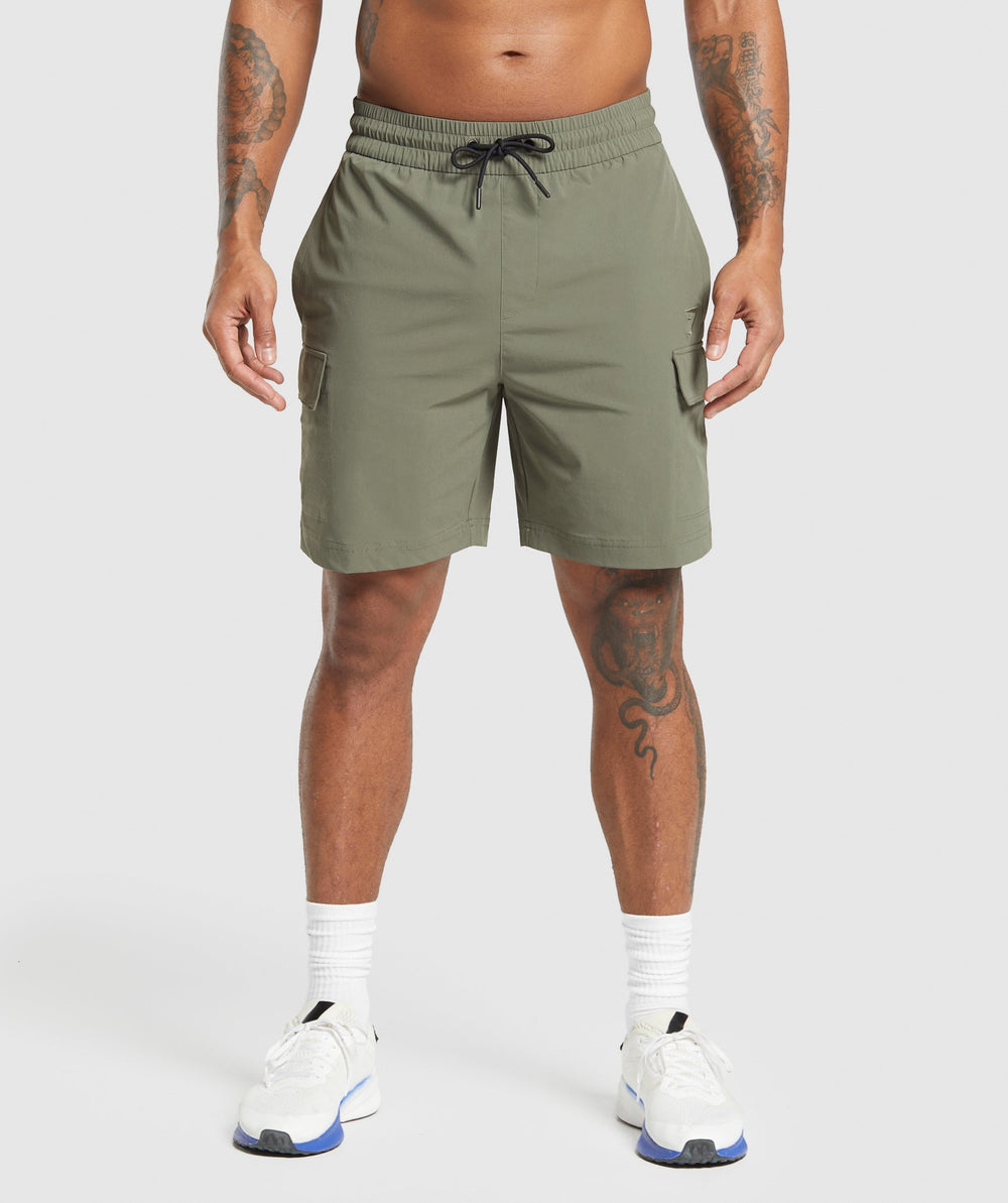 Stretch Woven Cargo Shorts - Base Green