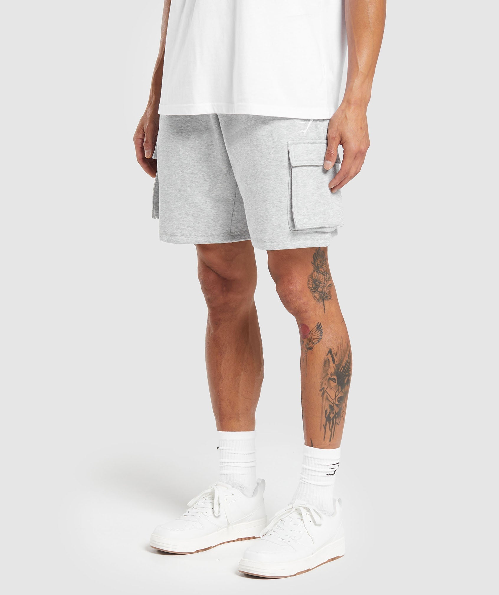 Crest Cargo Shorts - Light Grey Marl
