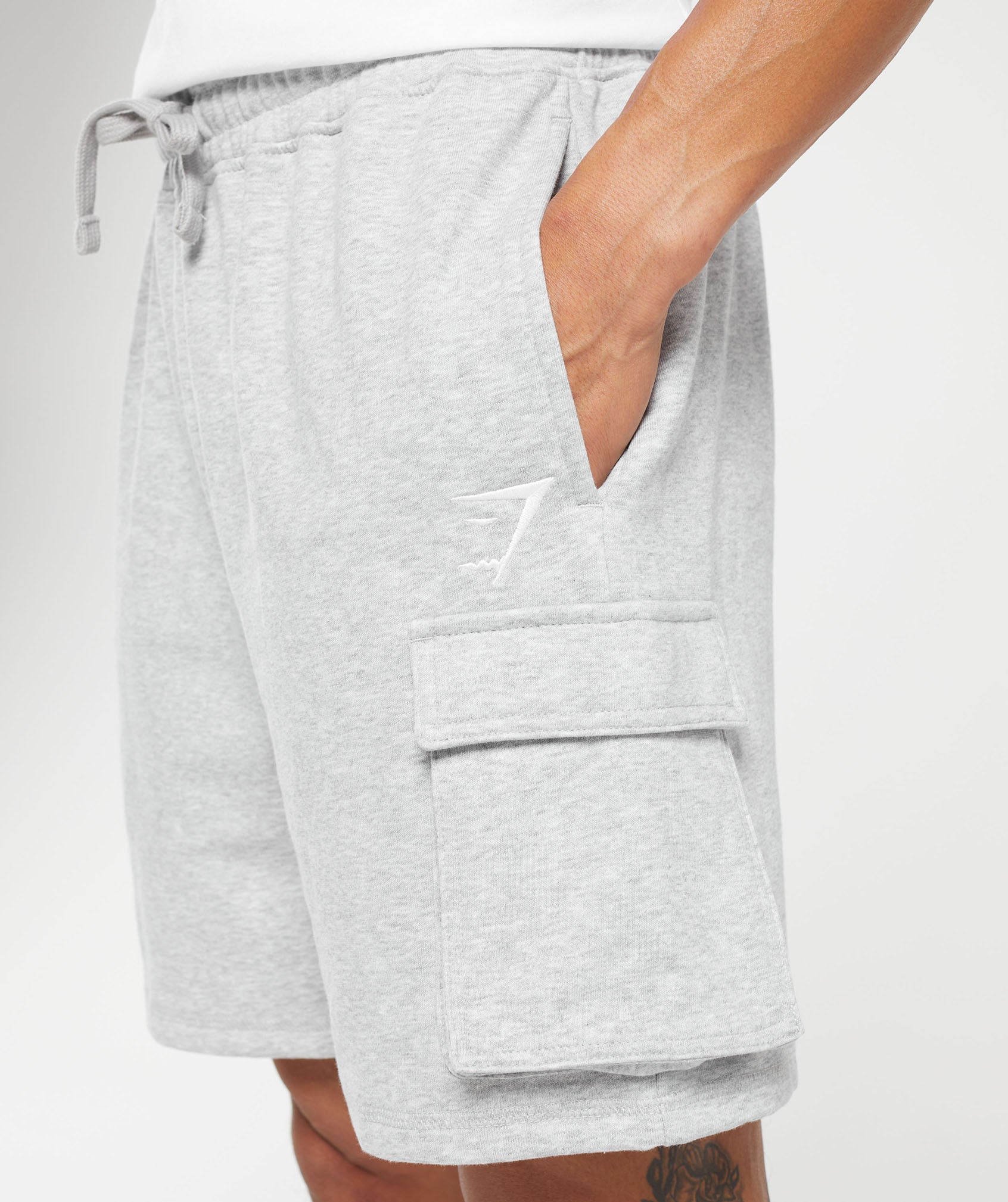 Crest Cargo Shorts - Light Grey Marl