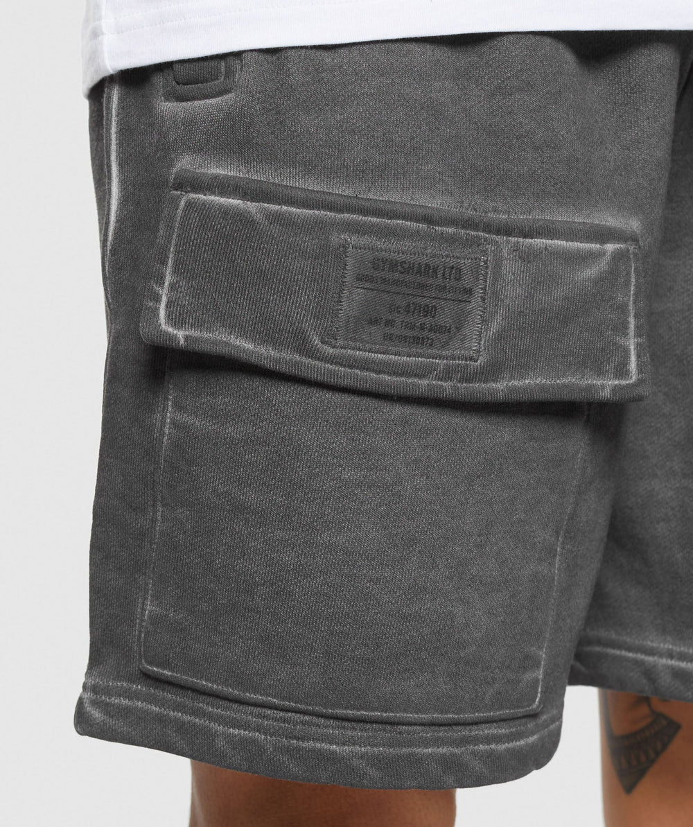 Heavyweight Washed Cargo Shorts - Black