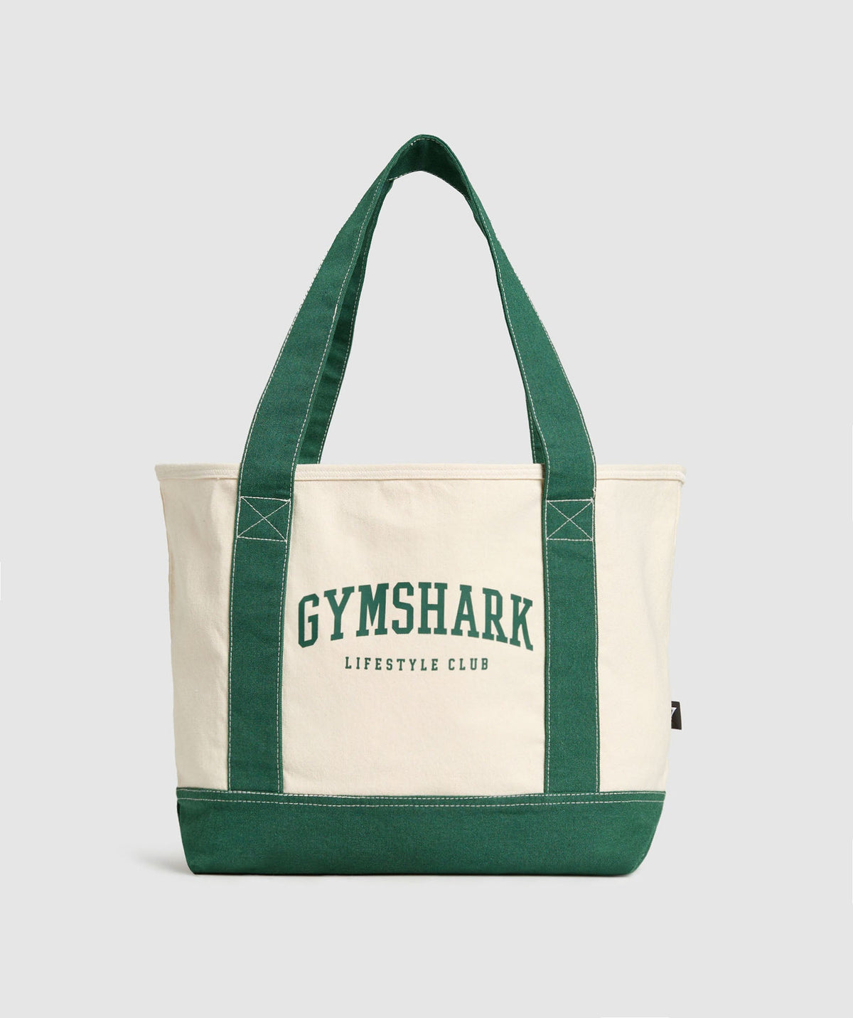 Collegiate Oversized Tote - Oat White/Classic Green