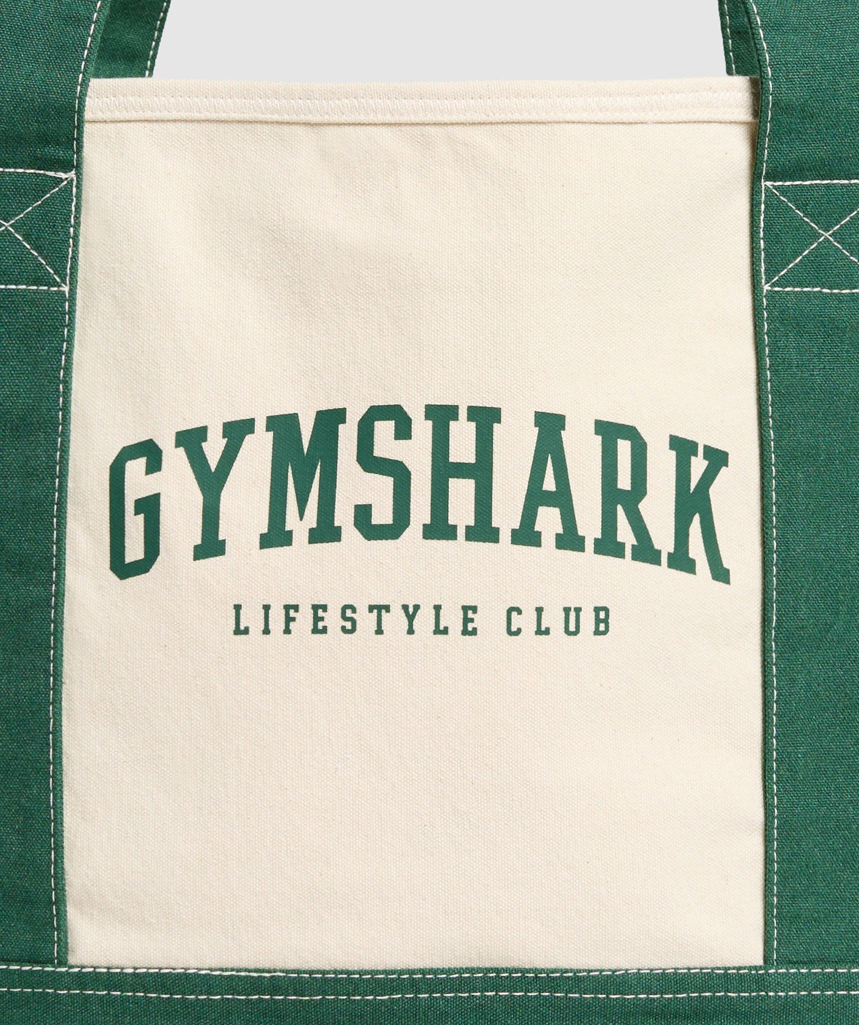 Collegiate Oversized Tote - Oat White/Classic Green