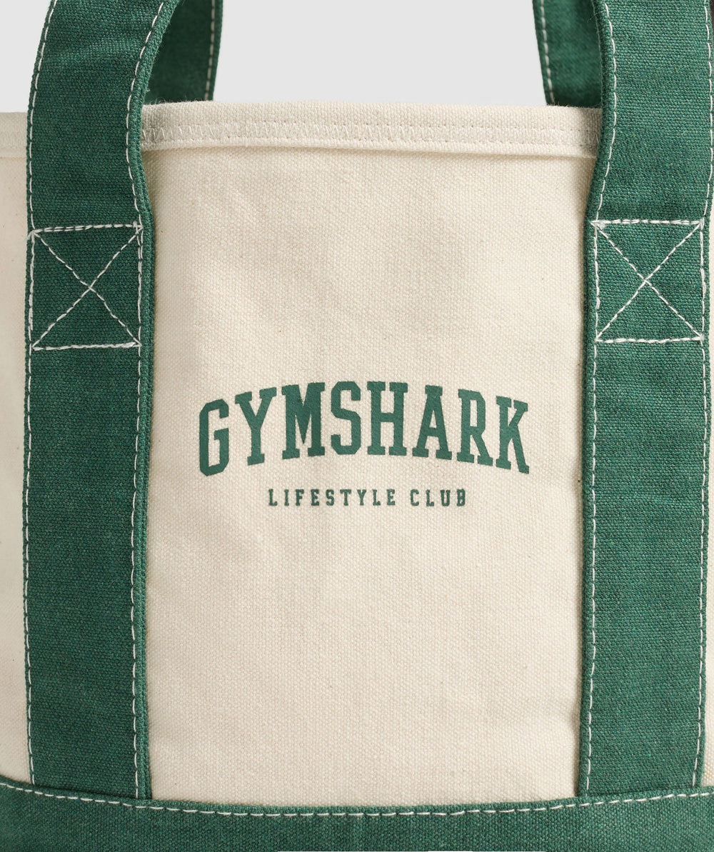 Collegiate Mini Tote - Oat White/Classic Green
