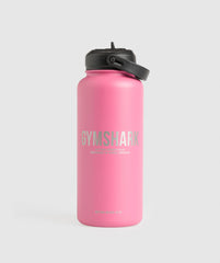 Metal Insulated Straw Bottle 1L - Sunset Pink