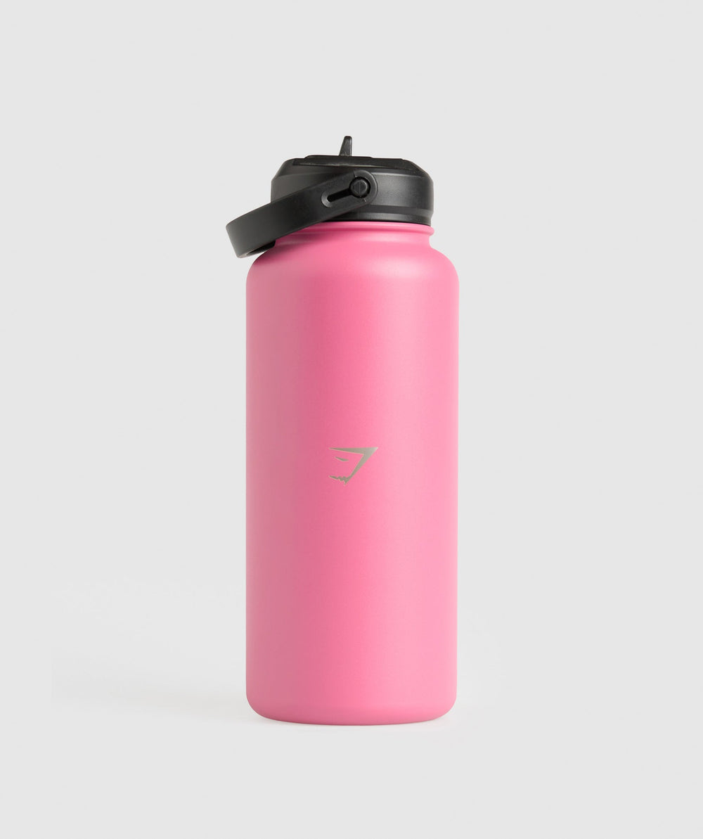 Metal Insulated Straw Bottle 1L - Sunset Pink