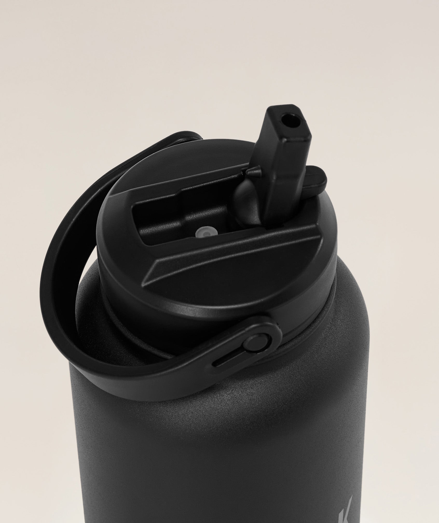 Metal Insulated Straw Bottle 1L - Black