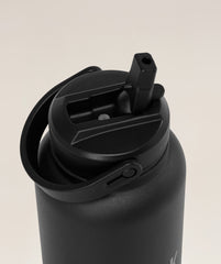Metal Insulated Straw Bottle 1L - Black