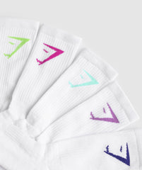 Crew Socks 5pk - Purple/Green/Turquoise/Pink