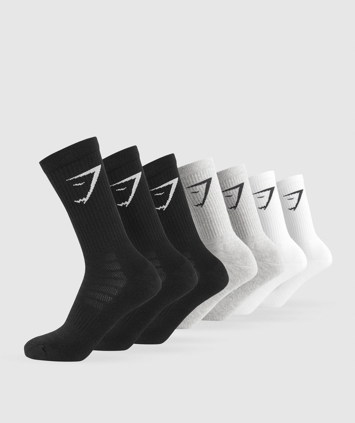 Crew Socks 7pk - White/Light Grey Core Marl/Black