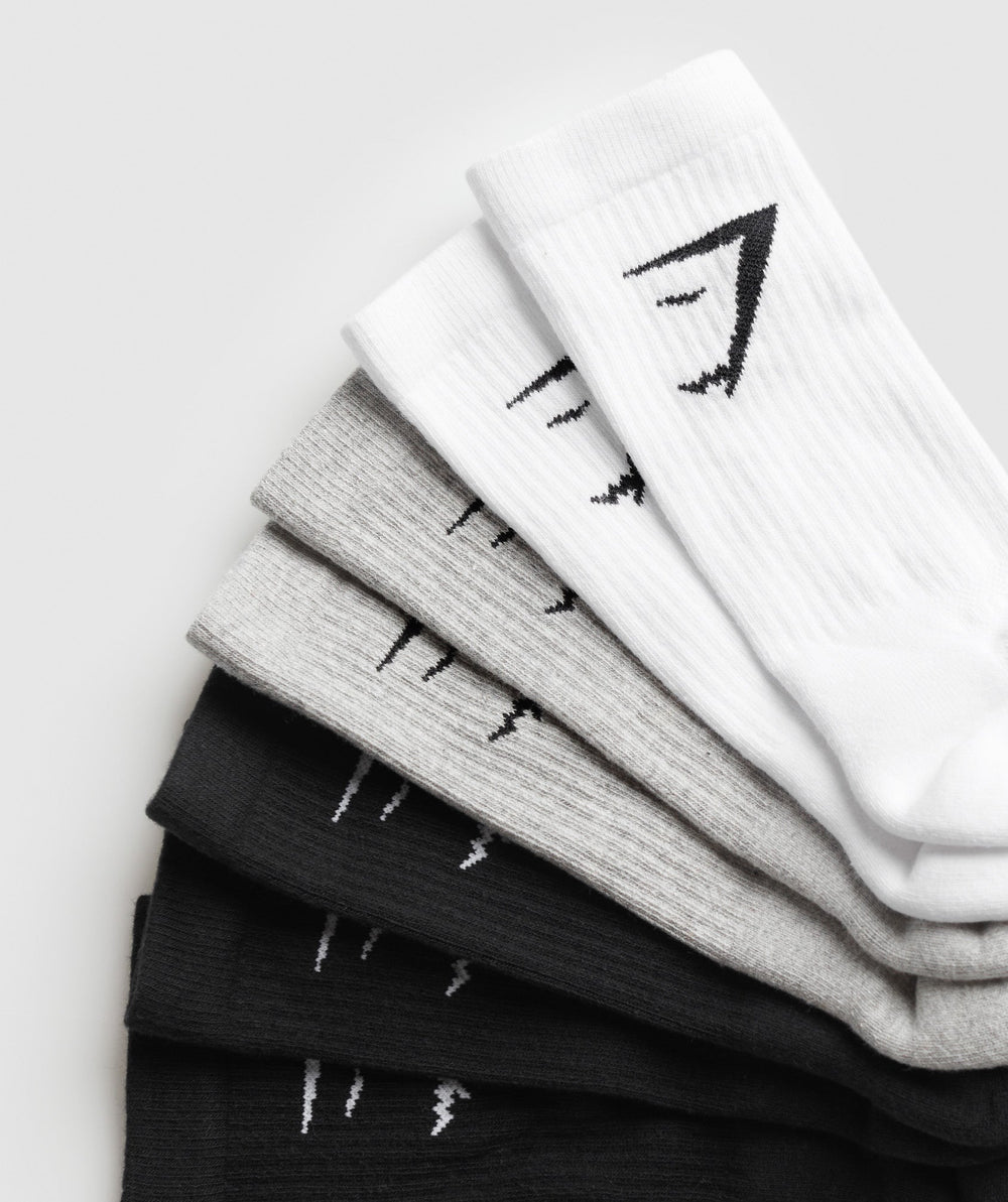 Crew Socks 7pk - White/Light Grey Core Marl/Black