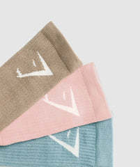 Crew Socks 3pk - Lifestyle Brown/Lift Pink/Rest Blue