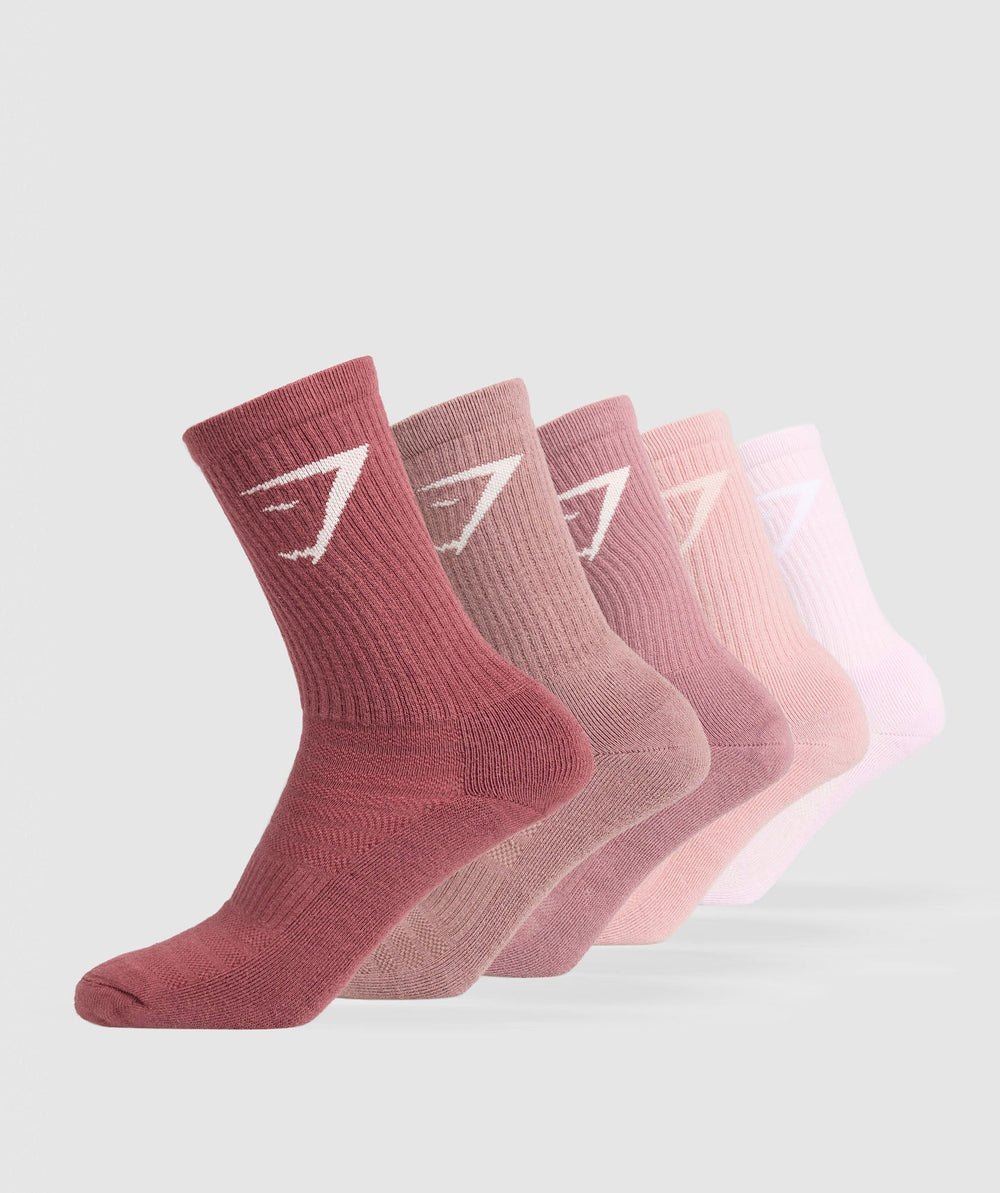 Crew Socks 5pk - Washed Berry Pink/Chestnut Pink/Calm Pink/Lift Pink/Ice Pink