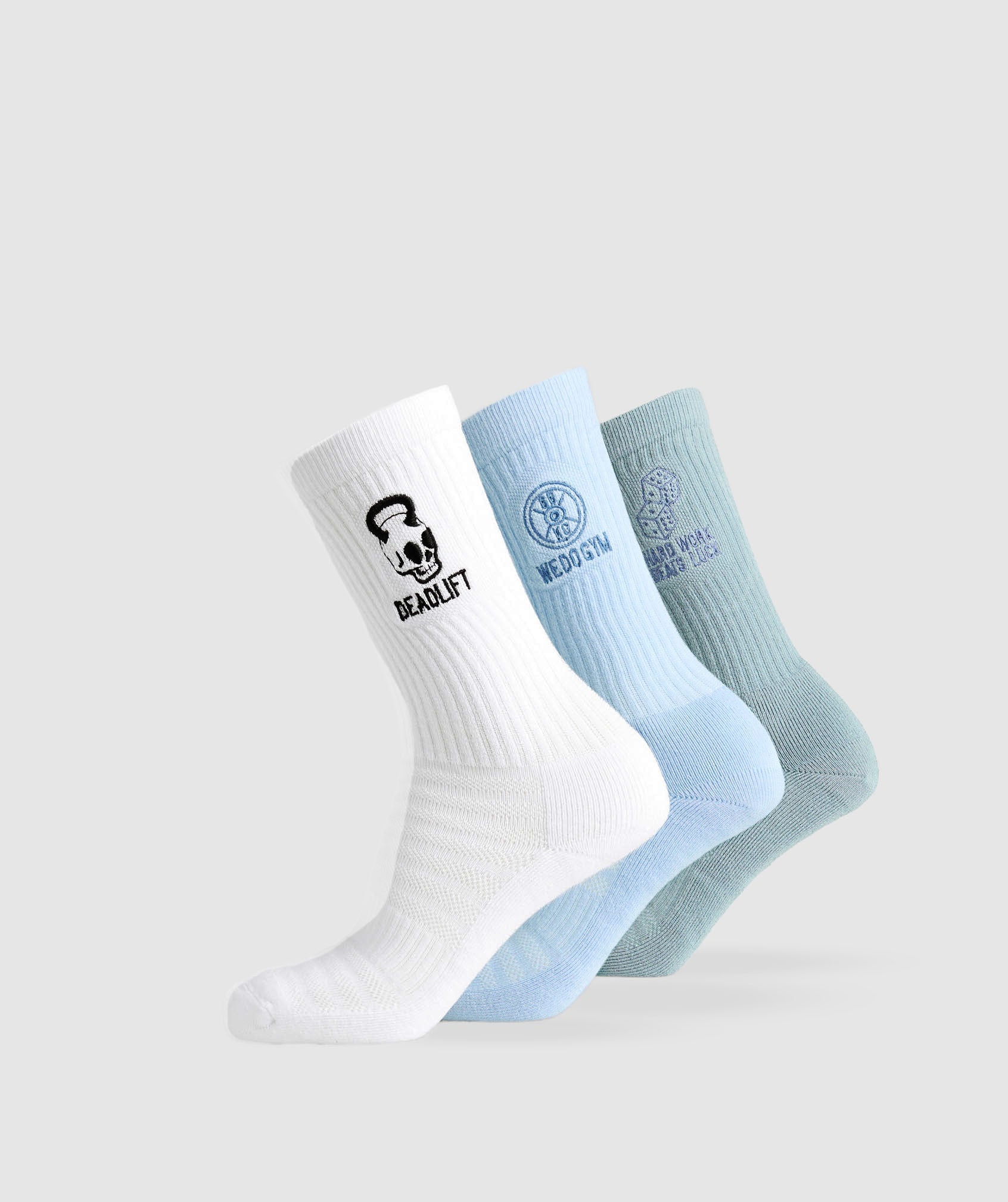 Character Crew Sock 3pk - White/Gentle Blue/Rest Blue