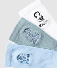 Character Crew Sock 3pk - White/Gentle Blue/Rest Blue