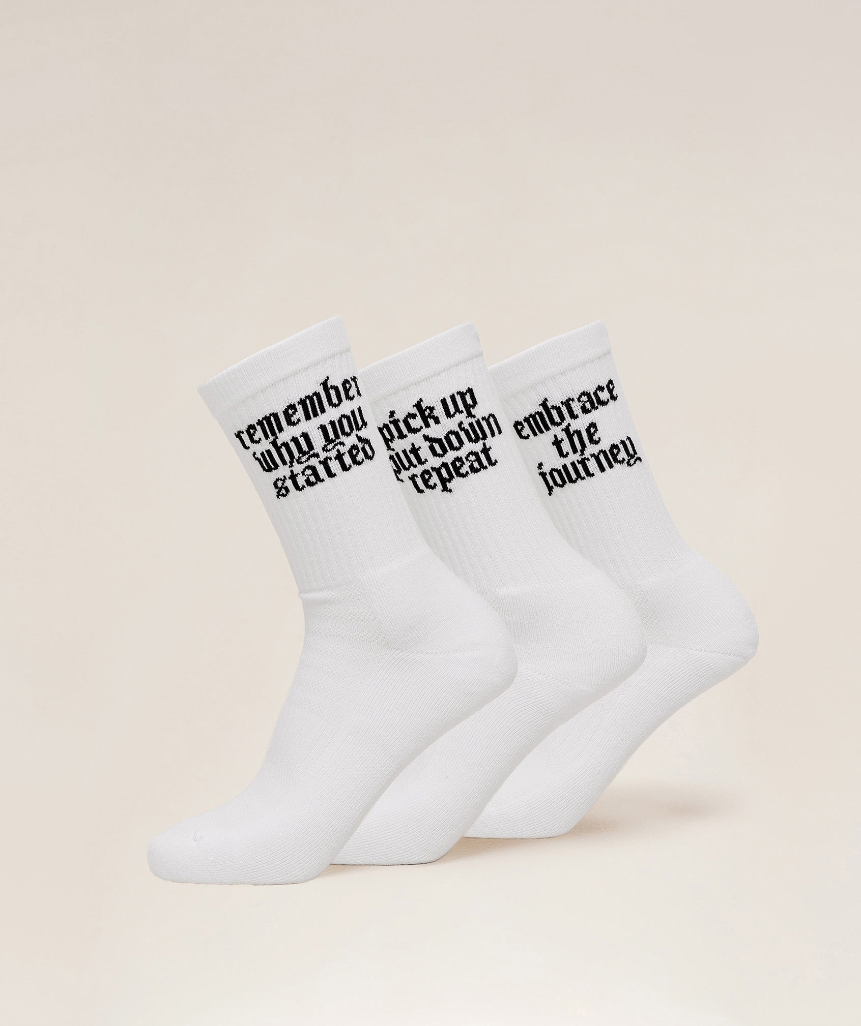 Motivate Graphic Crew Sock 3pk - White