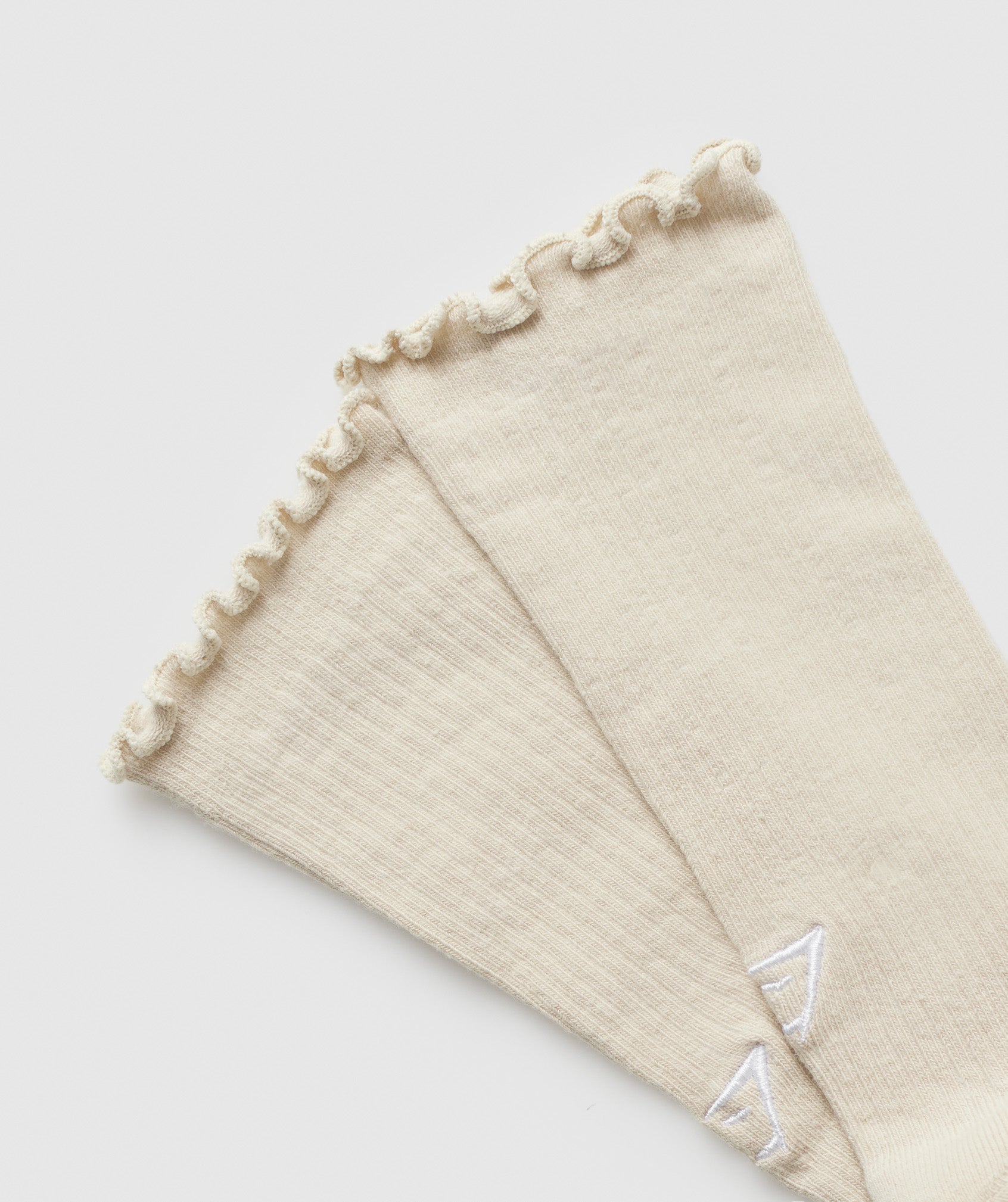 Frill Crew Single Sock - Cream Beige/Soft White