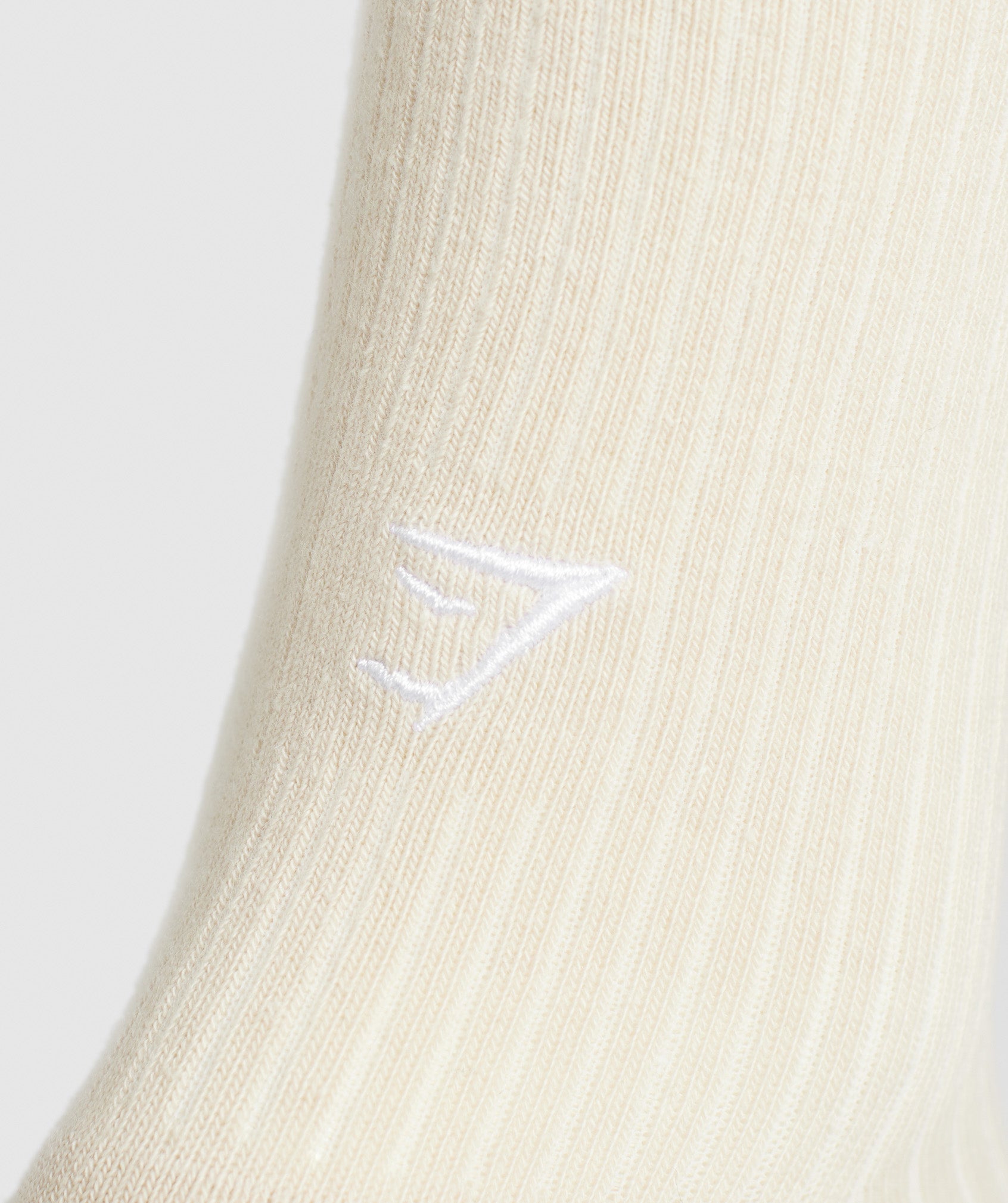 Frill Crew Single Sock - Cream Beige/Soft White