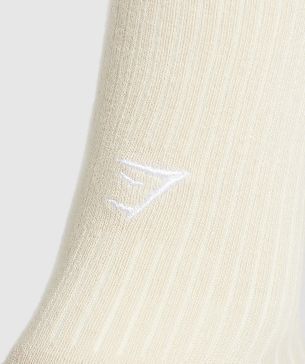 Frill Crew Single Sock - Cream Beige/Soft White