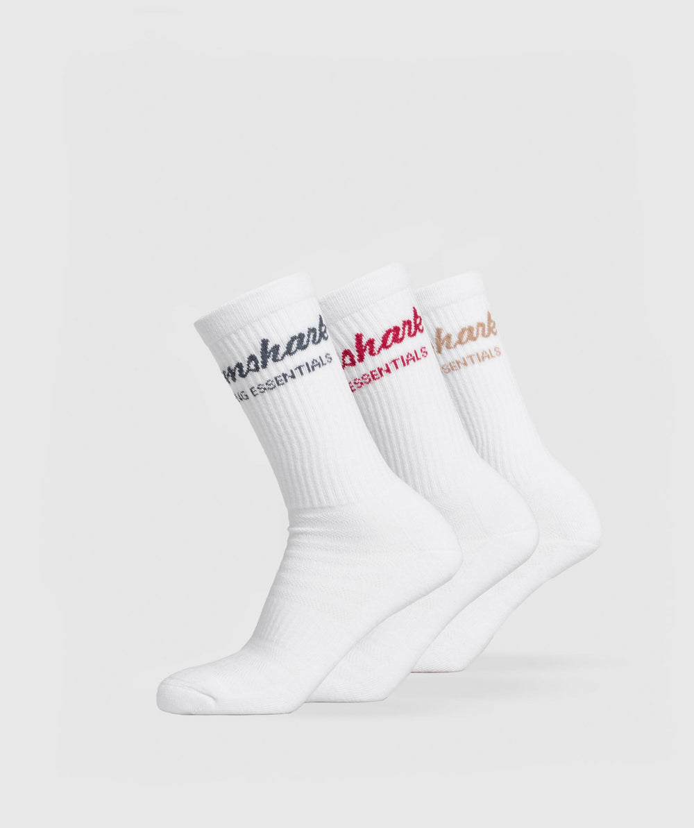 Trucker Crew Sock 3pk - White/Titanium Blue/Conditioning Red/Deep Fawn Brown