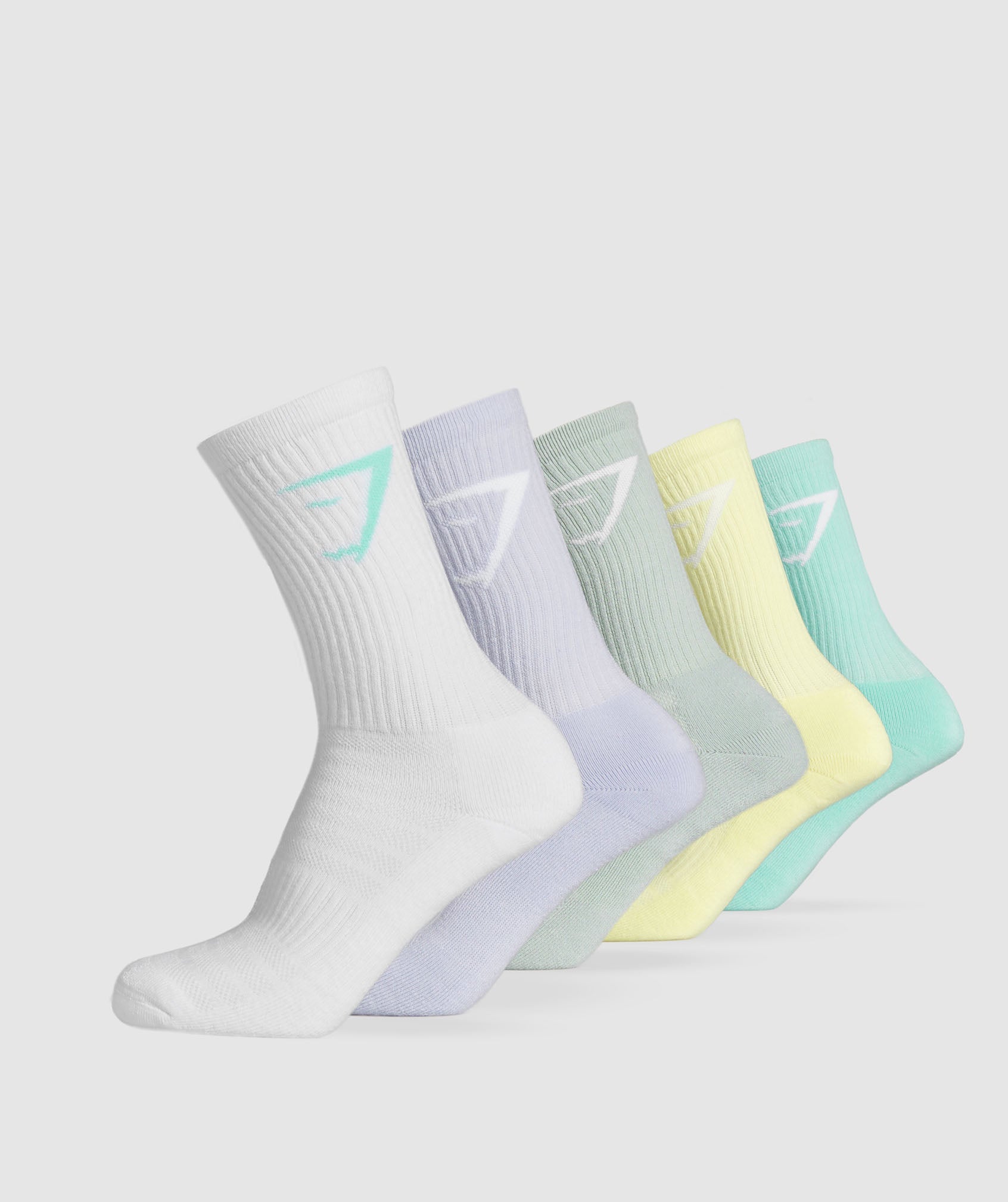 Crew Socks 5pk - Pop Turquoise/Fresh Lilac/Morning Blue/Refresh Yellow/White