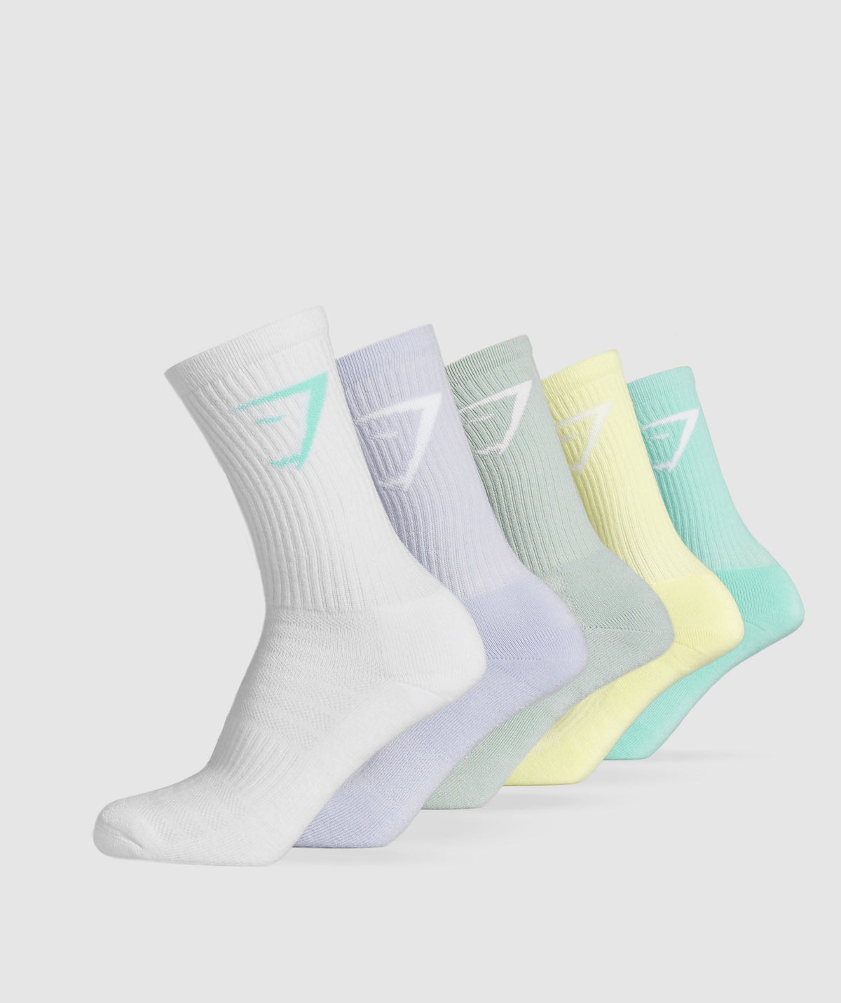 Crew Socks 5pk - Pop Turquoise/Fresh Lilac/Morning Blue/Refresh Yellow/White