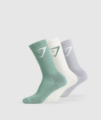 Crew Socks 3pk - Celeste Blue/Metal Purple/Soft White