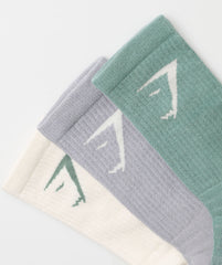 Crew Socks 3pk - Celeste Blue/Metal Purple/Soft White