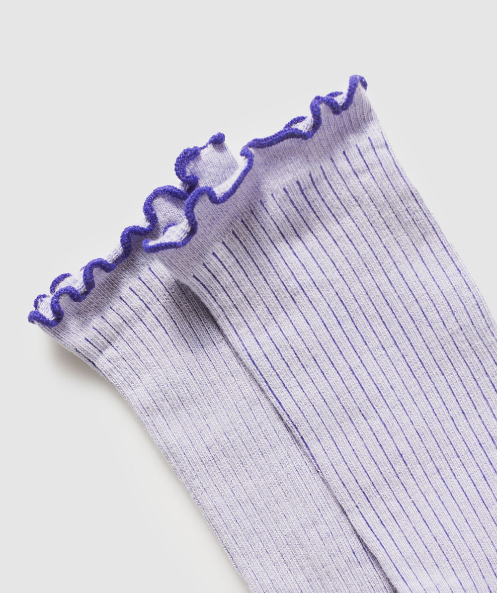 Frill Crew Single Sock - Fresh Lilac/Cobalt Purple
