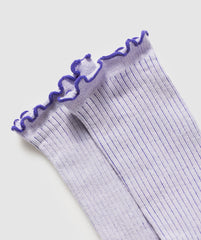 Frill Crew Single Sock - Fresh Lilac/Cobalt Purple