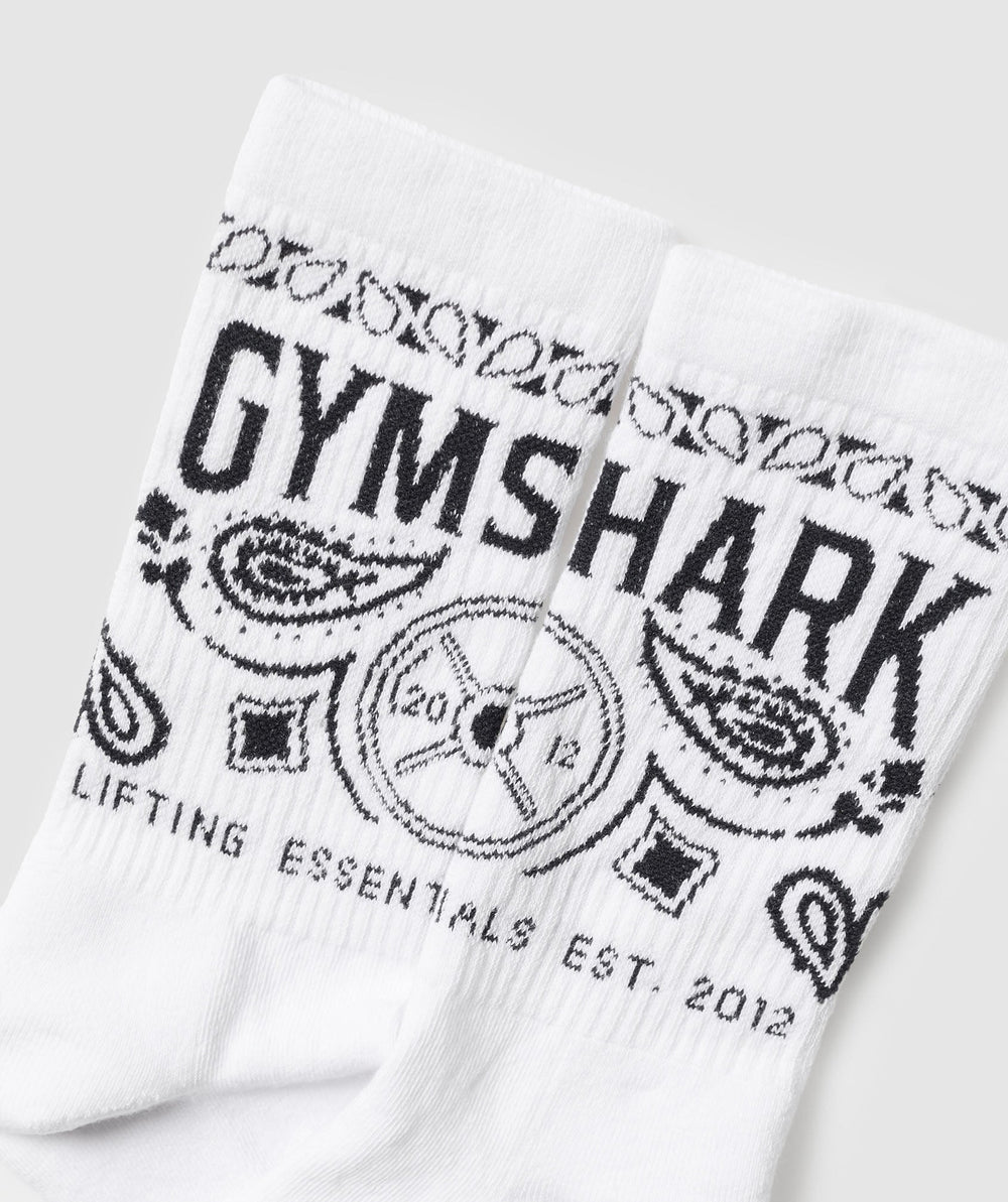 Bandana Crew Sock - White