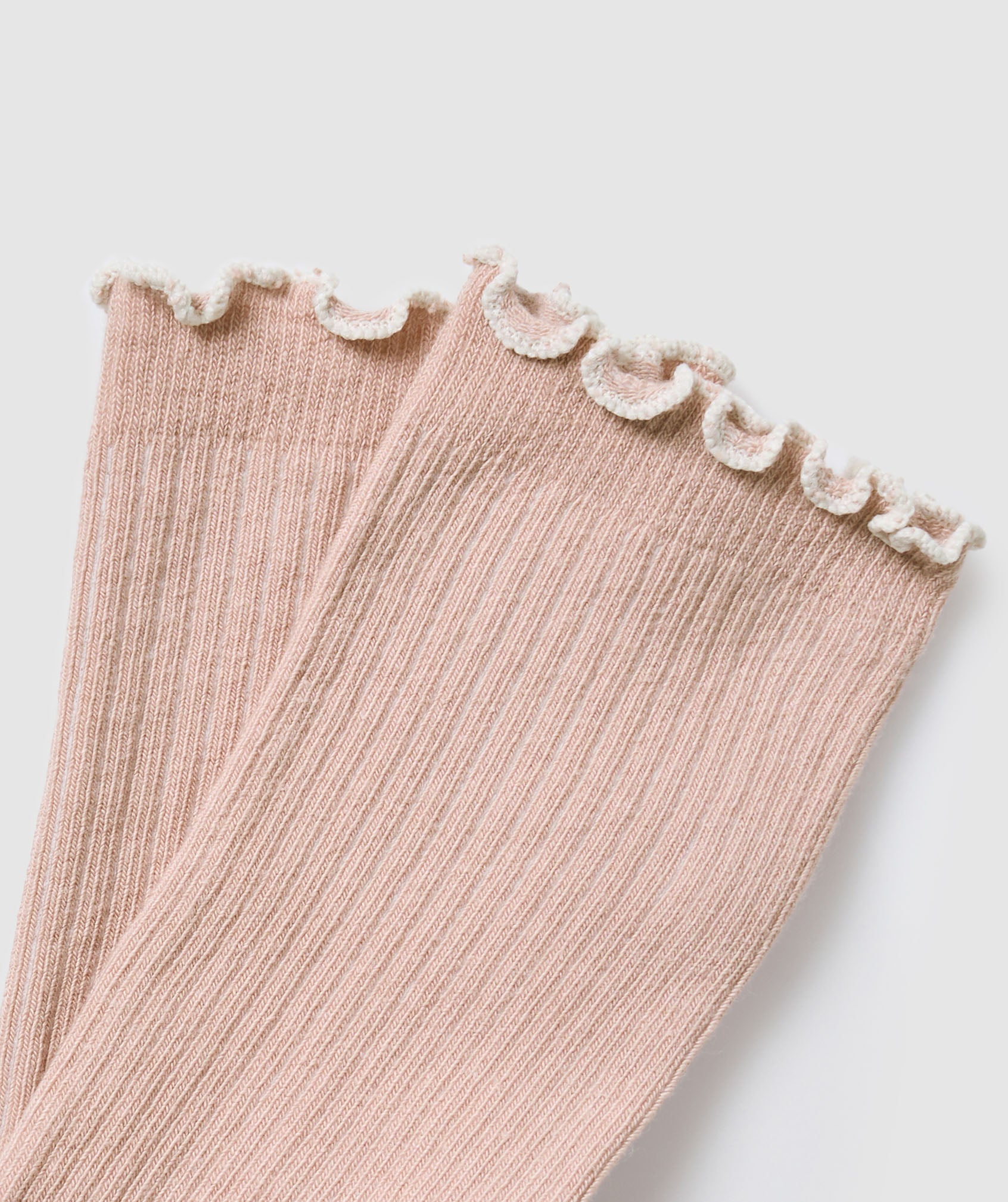 Frill Crew Single Sock - Rest Pink/Oat White