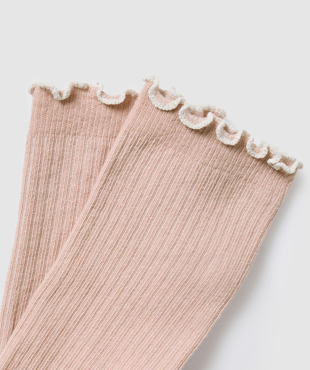 Frill Crew Single Sock - Rest Pink/Oat White