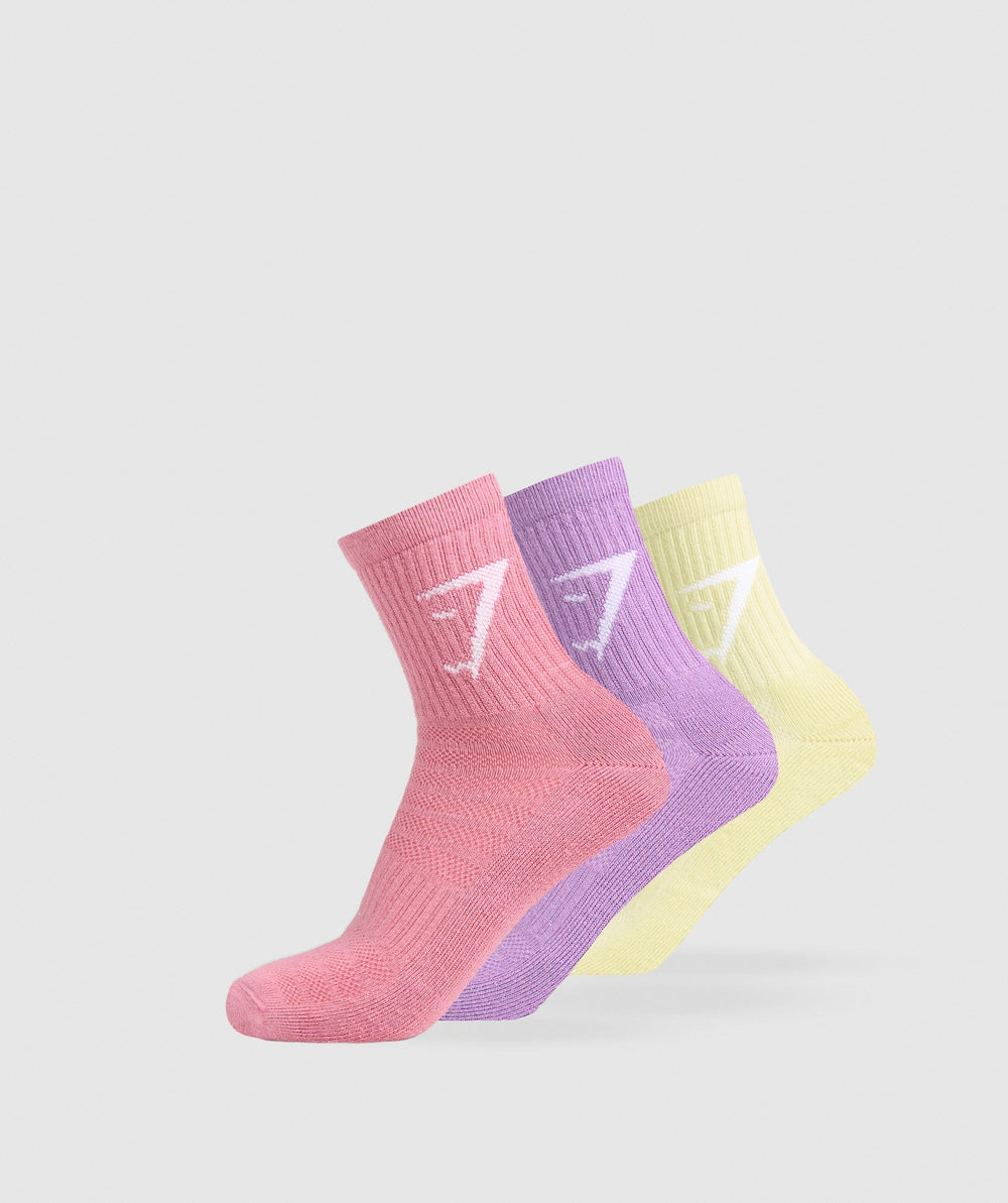 Midi Crew Socks 3pk - Active Purple/Sunset Pink/Refresh Yellow