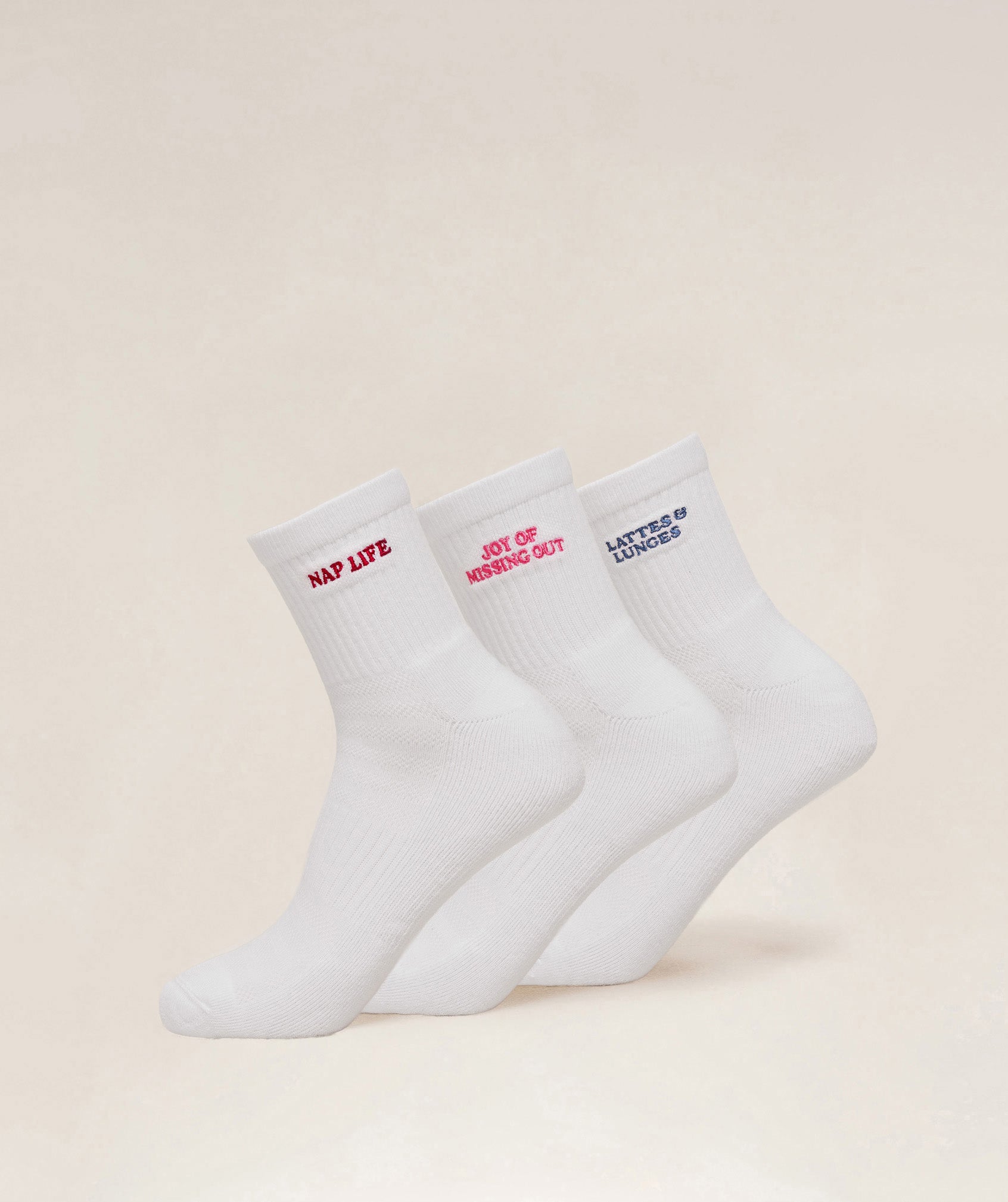 Lattes and Lunges Multi Graphic Midi 3pk - White