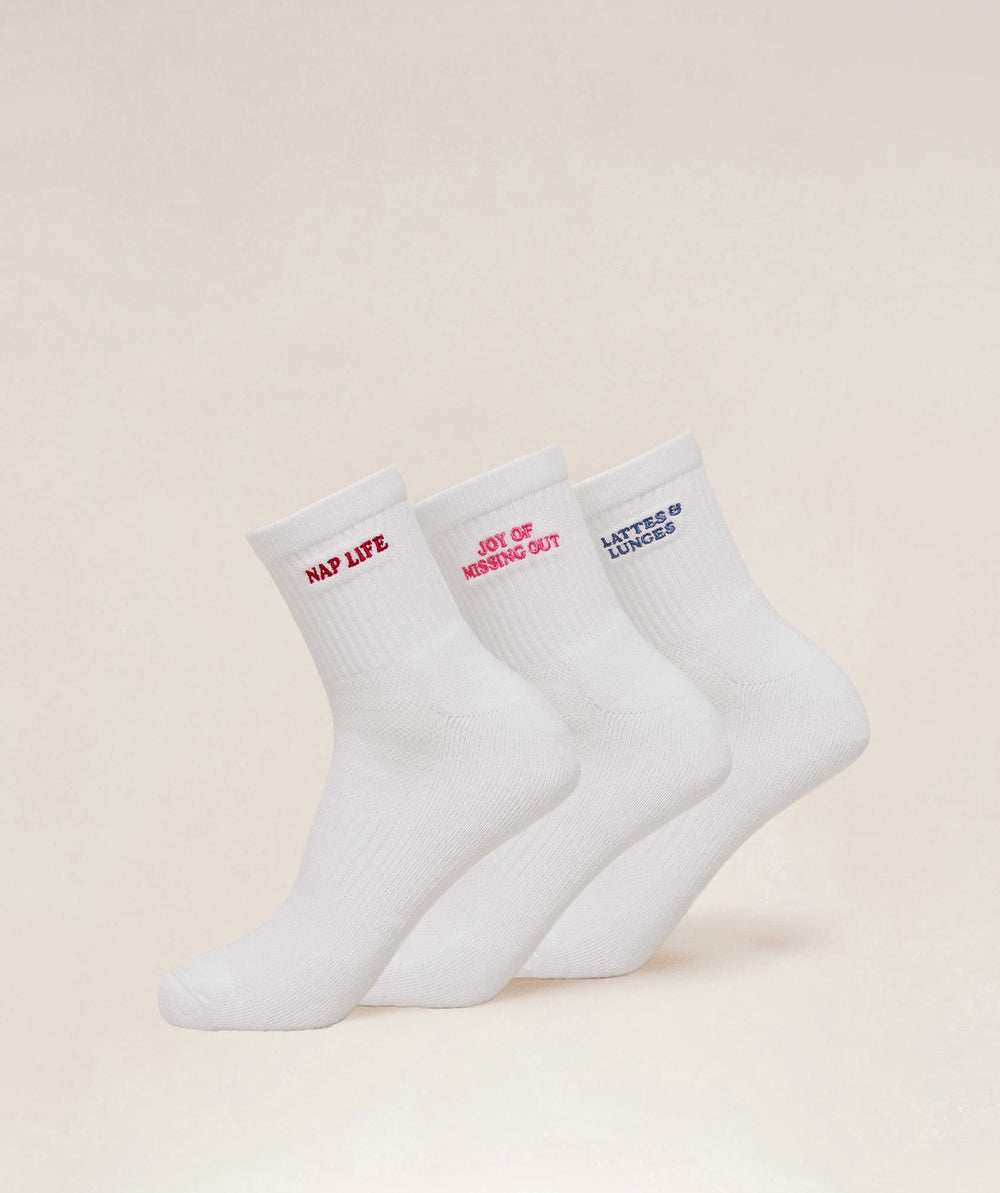 Lattes and Lunges Multi Graphic Midi 3pk - White