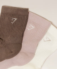 Lattes and Lunges Multi Graphic Midi 3pk - Soft White/Muted Pink/Soft Brown