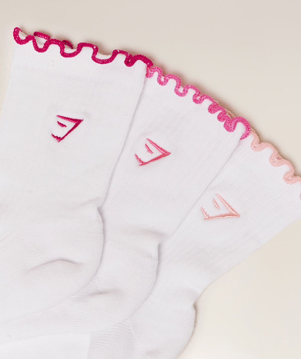 Midi Frill Socks 3pk - Cloud Pink/Energy Pink/Build Pink