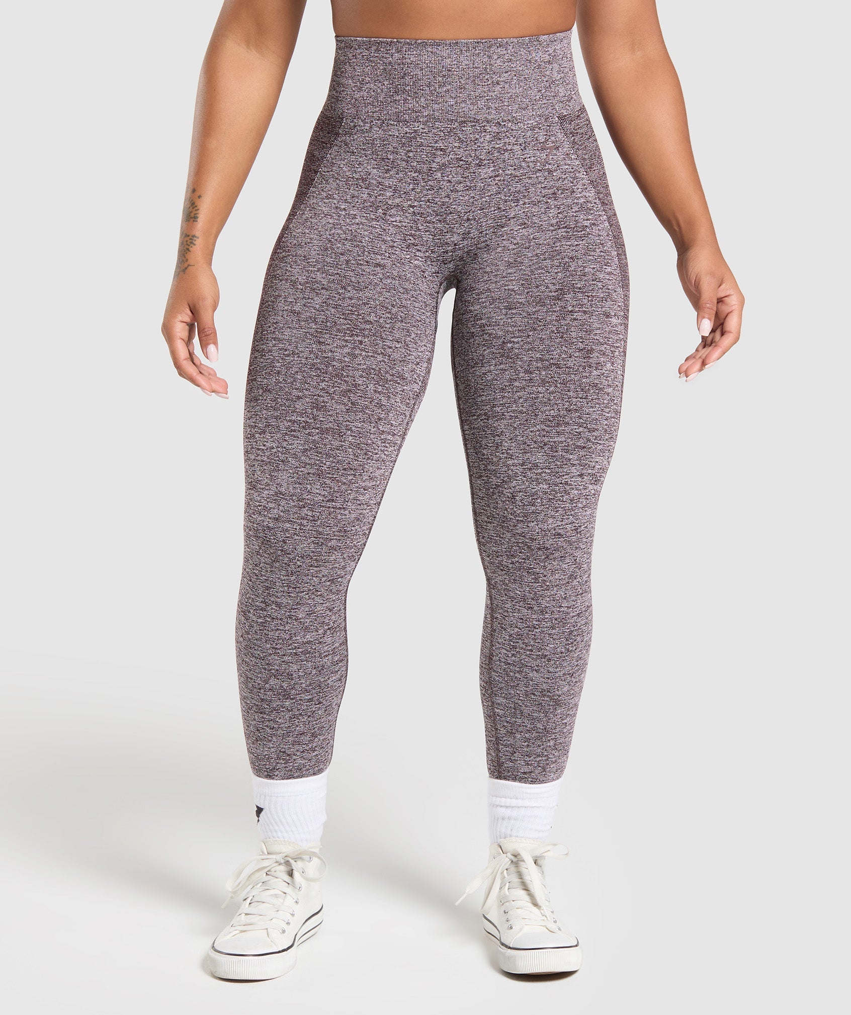 Flex High Waisted Leggings - Plum Brown/White Marl