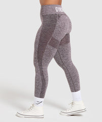 Flex High Waisted Leggings - Plum Brown/White Marl