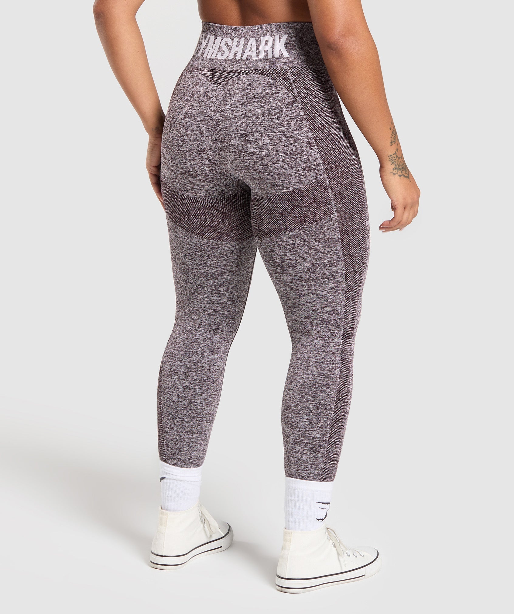Flex High Waisted Leggings - Plum Brown/White Marl