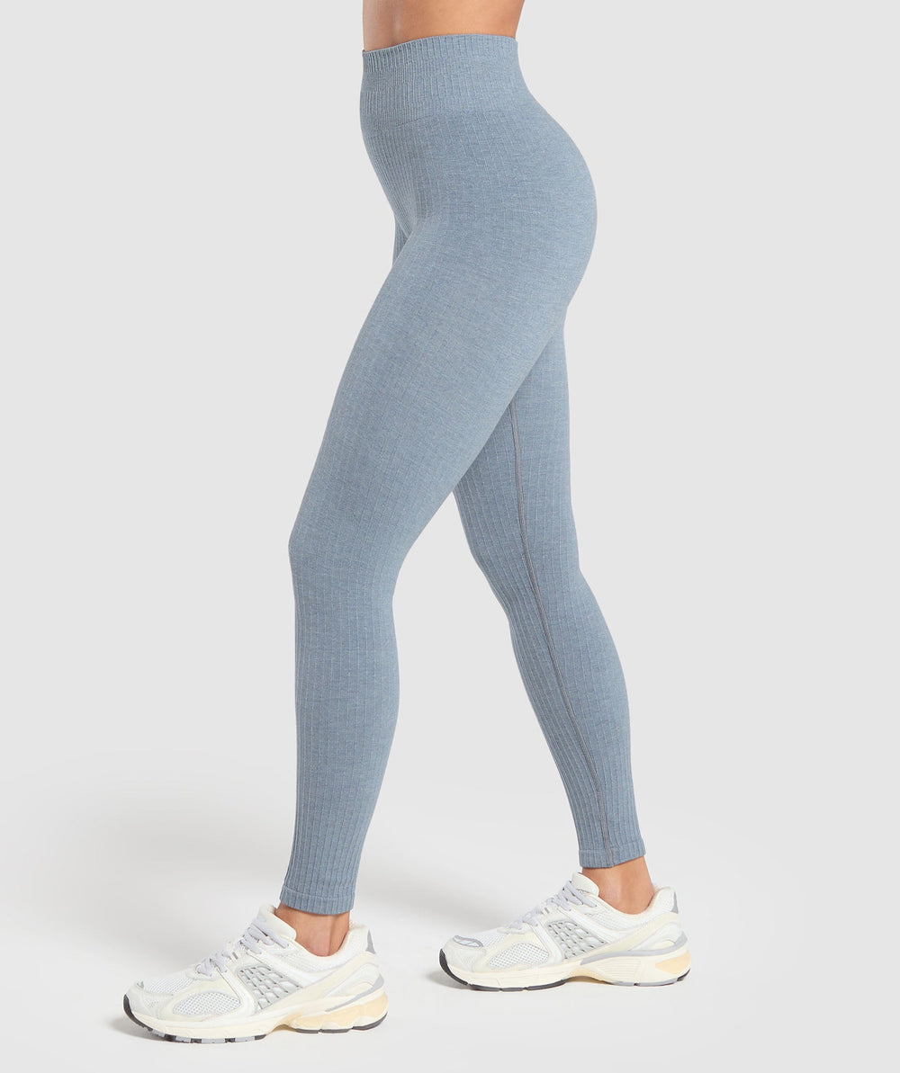 Luxe Seamless Leggings - Metal Blue Marl